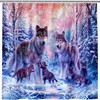 Watercolor Painting Art Anhope Snowy Winter Forest & Wolf Family Shower Curtain