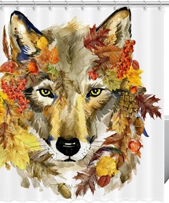 Watercolor Painting Wolf Shower Curtain For Beautiful And Artistic Bathroom Decor