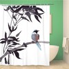 Watercolor Painting of Bird on Bamboo Shower Curtain