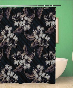 Watercolor Palm Tree Retro Hawaiian Masculine Brown Shower Curtain