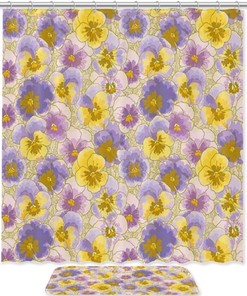 Watercolor Pansy Flowers Garden Botanical Shower Curtain For A Botanical Bathroom