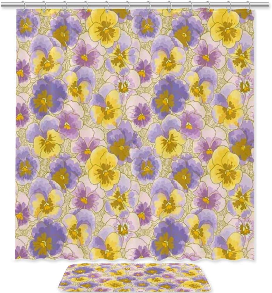 Watercolor Pansy Flowers Garden Botanical Shower Curtain For A Botanical Bathroom