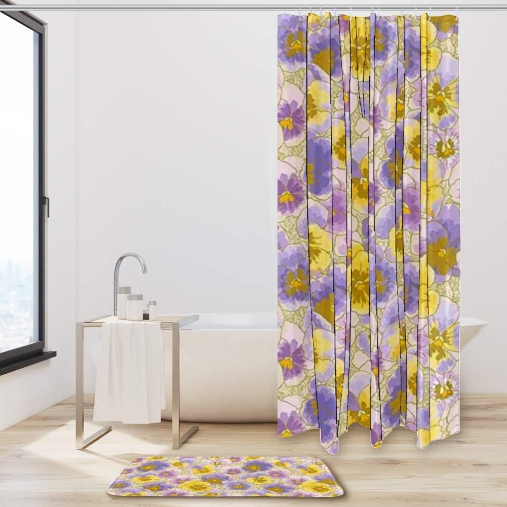 Watercolor Pansy Flowers Garden Botanical Shower Curtain For A Botanical Bathroom - Image 2