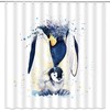 Watercolor Penguin Shower Curtain with Cute Animal Design for Kids Bathroom Decor