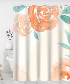 Watercolor Peony Flowers Shower Curtain, Modern Bathroom Decor