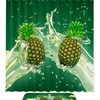 Watercolor Pineapple Shower Curtain with Non-slip Mat for Modern Bathroom Decor