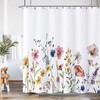 Watercolor Pink Floral Botanical Shower Curtain for Spring Bathroom Theme