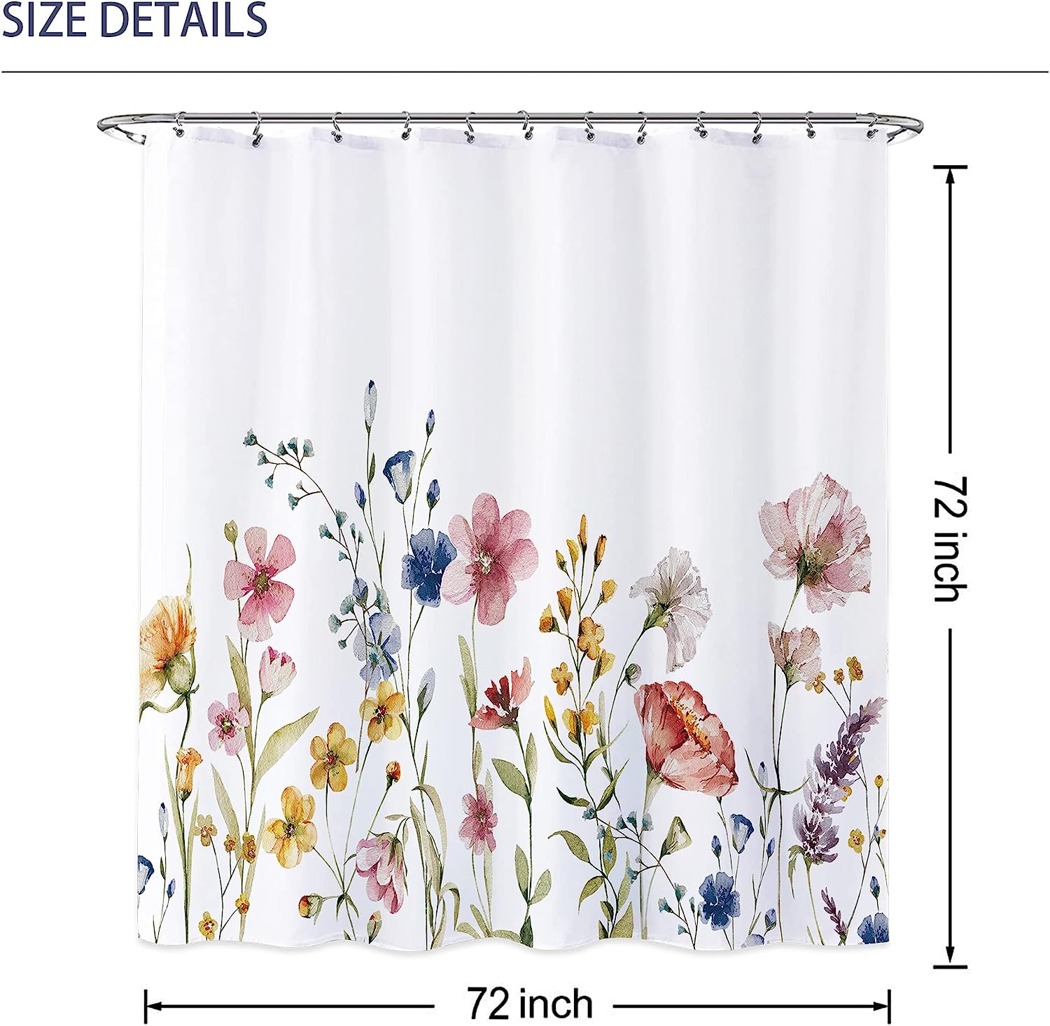Watercolor Pink Floral Botanical Shower Curtain for Spring Bathroom Theme