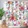 Watercolor Pink Floral Girls Bathroom Shower Curtain