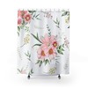 Watercolor Pink Flower Curtain for Farmhouse Bathroom Decor with Botanical Theme