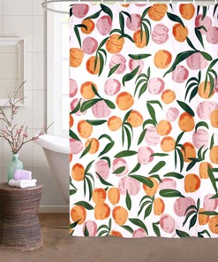 Watercolor Pink Fruits Design Shower Curtain for Bathroom