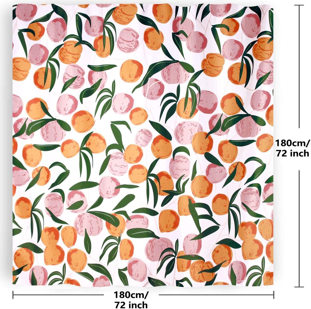 Watercolor Pink Fruits Design Shower Curtain for Bathroom