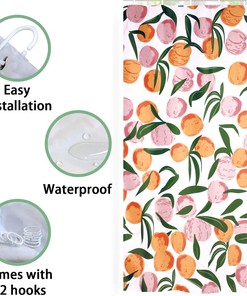 Watercolor Pink Fruits Design Shower Curtain for Bathroom