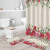 Watercolor Pink Red Roses Eucalyptus Leaves Burlap Bathroom Shower Curtain