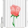 Watercolor Pink Rose Flower And Green Leaves Waterproof Fabric Shower Curtain
