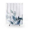 Watercolor Plant Boho Shower Curtain for Botanical Bathroom with Blue Print
