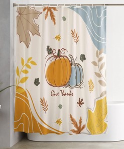 Watercolor Pumpkin Maple Leaf Abstract Art Privacy Fabric Shower Curtain