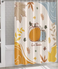 Watercolor Pumpkin Maple Leaf Abstract Art Privacy Fabric Shower Curtain
