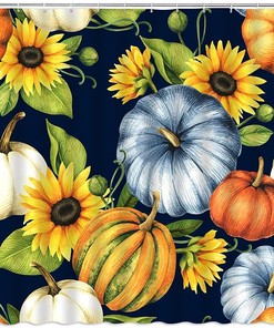 Watercolor Pumpkin Sunflower Autumn Harvest Shower Curtain - Add A Splash Of Color To Your Bathroom