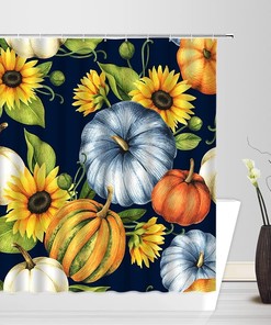 Watercolor Pumpkin Sunflower Autumn Harvest Shower Curtain - Add A Splash Of Color To Your Bathroom