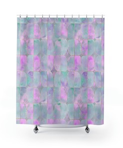 Watercolor Purple Pink Stained Glass Shower Curtain For Vibrant Bathroom