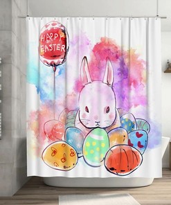 Watercolor Red Balloon Kids Bathroom Shower Curtain
