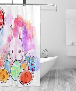 Watercolor Red Balloon Kids Bathroom Shower Curtain
