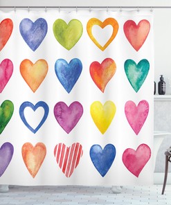 Watercolor Romance Grunge Watercolor Heart Romance Print Shower Curtain