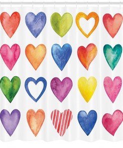 Watercolor Romance Grunge Watercolor Heart Romance Print Shower Curtain