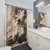 Watercolor Rose And Lily Printed Shower Curtain, Floral Bathroom Decorr 