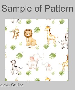 Watercolor Safari Animals Shower Curtain, Kids Jungle Bathroom Decor