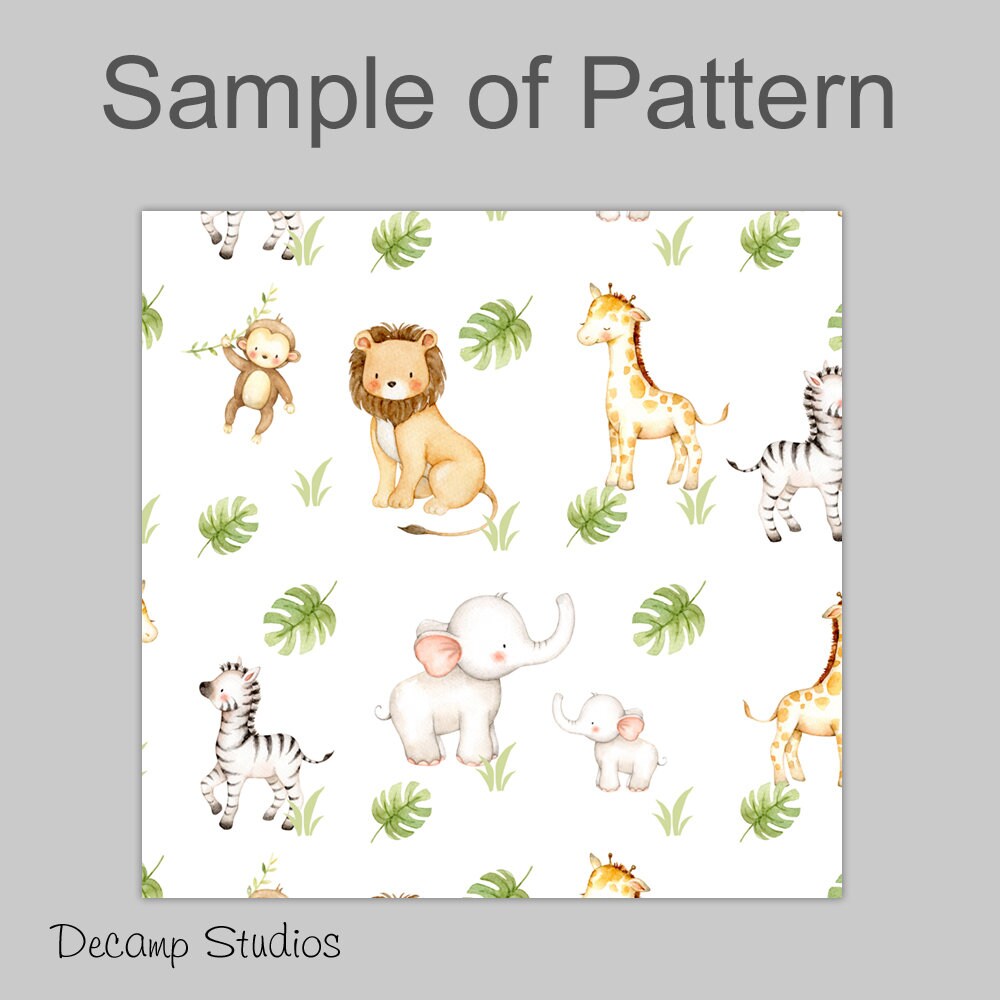 Watercolor Safari Animals Shower Curtain, Kids Jungle Bathroom Decor