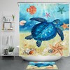 Watercolor Sea Turtle Shower Curtain, Tropical Bathroom Decor