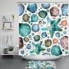 Watercolor Seashell Starfish Shower Curtain, Nautical Bathroom Decor
