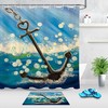 Watercolor Ship Anchor Sea Bubbles Shower Curtain, Nautical Bathroom Decor