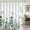 Watercolor Spring Botanical Sage Green Leaves Shower Curtain For Bathroom 