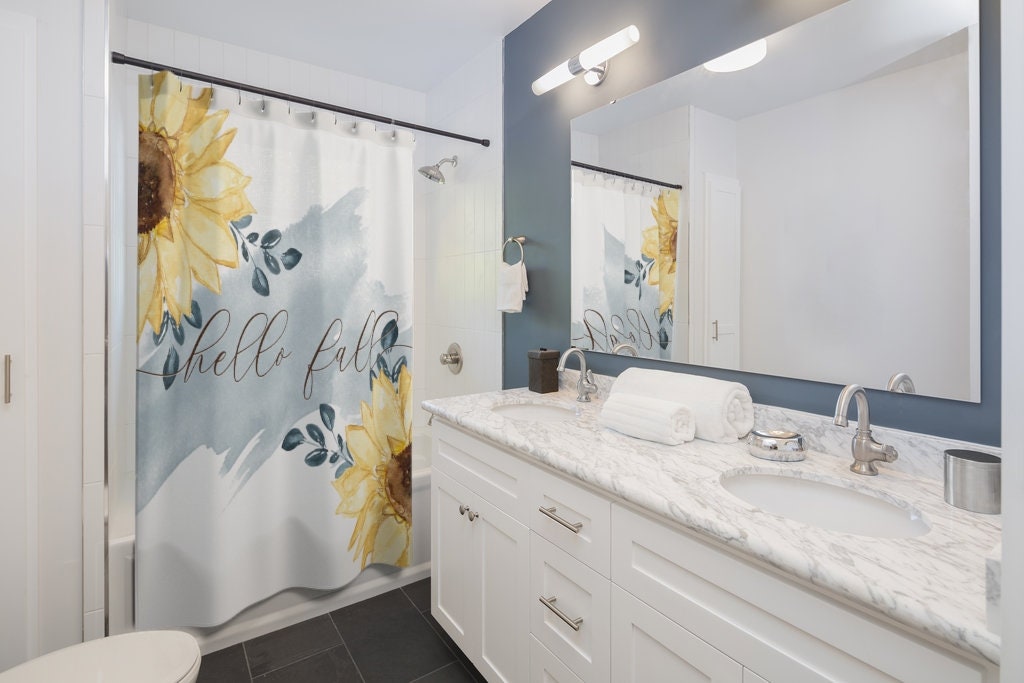Watercolor Sunflower Fall Shower Curtain - Add A Touch Of Elegance To Your Bathroom Decor