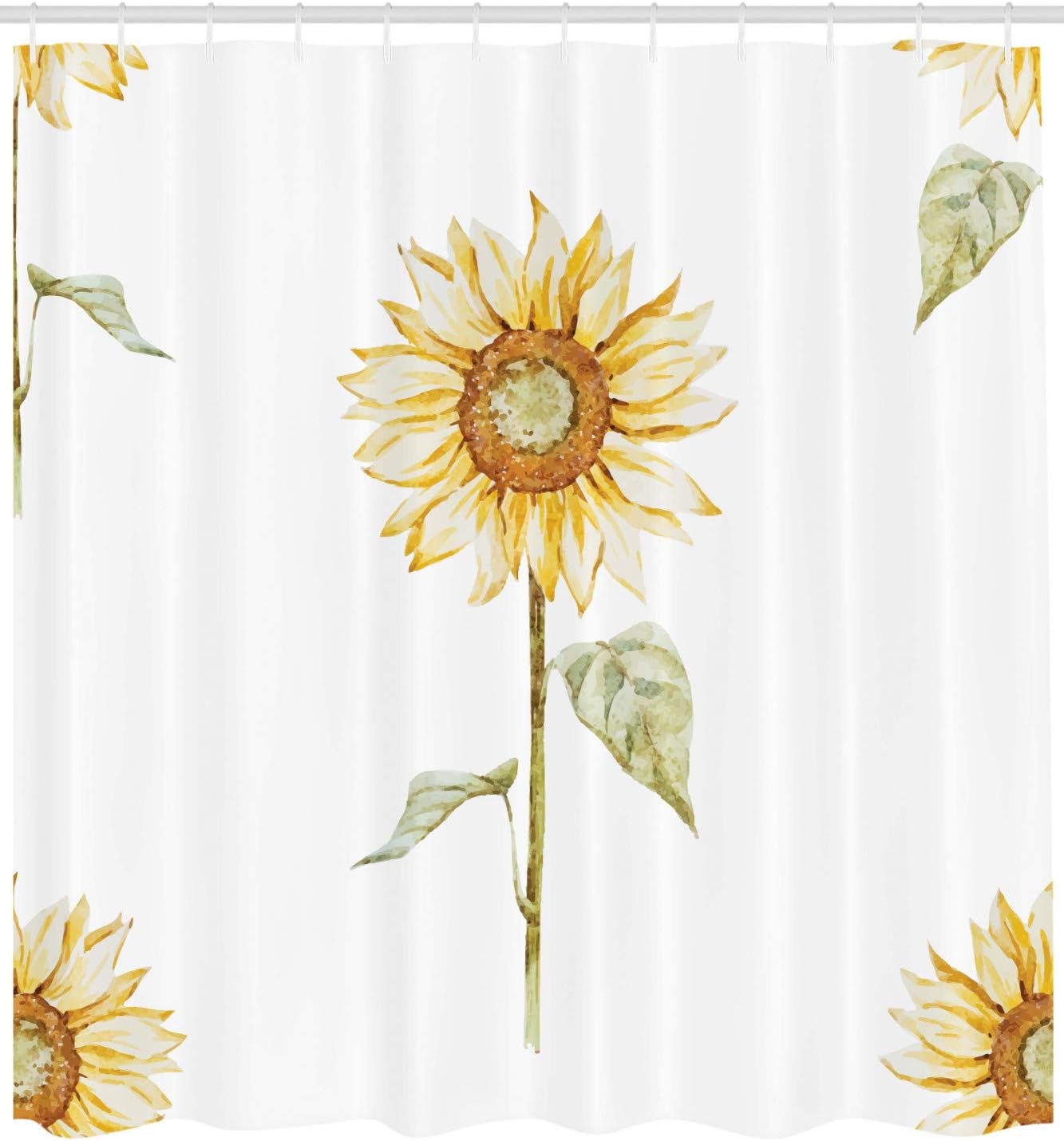 Watercolor Sunflowers Shower Curtain For Cheerful Bathroom Decor - Image 2