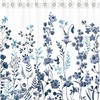 Watercolor Teal And Blue Bohemian Flower Print Shower Curtain For A Chic Bathroom