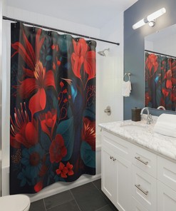 Watercolor Tropical Bloom Shower Curtain