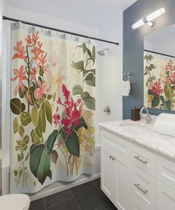 Watercolor Tropical Flowers Wild Blooms Shower Curtain for Elegant and Stylish Bathroom Decor