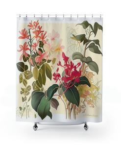Watercolor Tropical Flowers Wild Blooms Shower Curtain for Elegant and Stylish Bathroom Decor