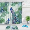 Watercolor Tropical Leaves Shower Curtain - Waterproof Fabric Bathroom Decor with Monstera Peacock Design