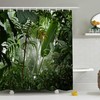 Watercolor Tropical Plants Jungle Green Banana Leaves Shower Curtain for Boho Bathroom Decor