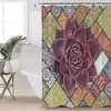Watercolor Tropical Succulent Mandala Pattern Shower Curtain for Bathroom Decor