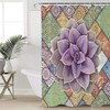 Watercolor Tropical Succulent Mandala Print Shower Curtain for Bathroom Decor