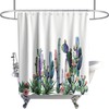 Watercolor Tropical Succulents Shower Curtain with Cactus Plants and Flowers Design for Spring Summer Bathroom Decor