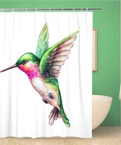 Watercolor Tropical Wild Life Hummingbird Shower Curtain