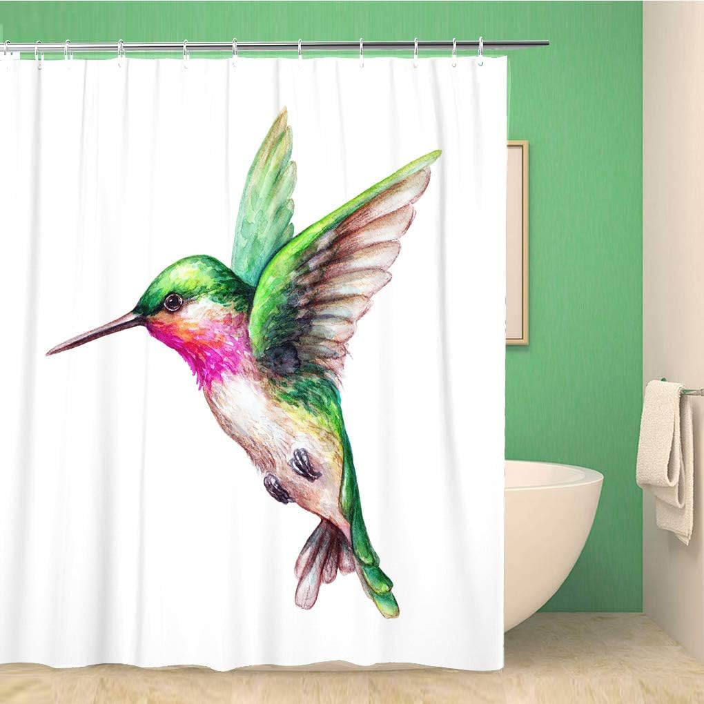 Watercolor Tropical Wild Life Hummingbird Shower Curtain