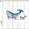 Watercolor Whales Decorative Shower Curtain - Colorful And Playful Fabric Bath Curtain For Your Bathroom